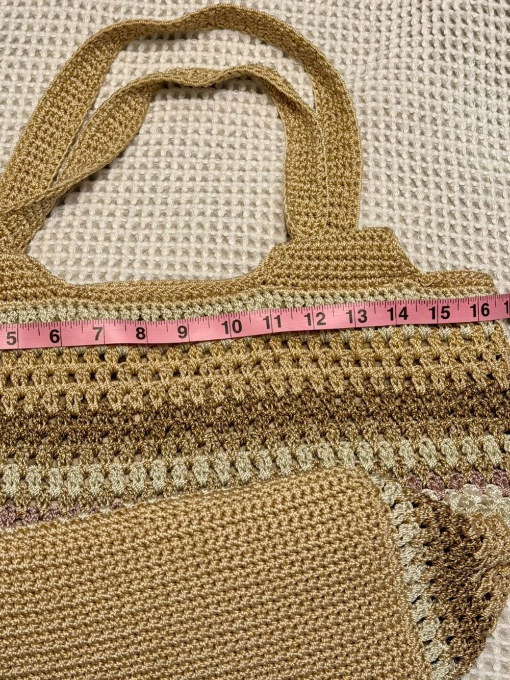 The Sak Metallic Neutrals Crochet Hobo Bag | Boho Knit Tote Bag - Picture 5 of 12
